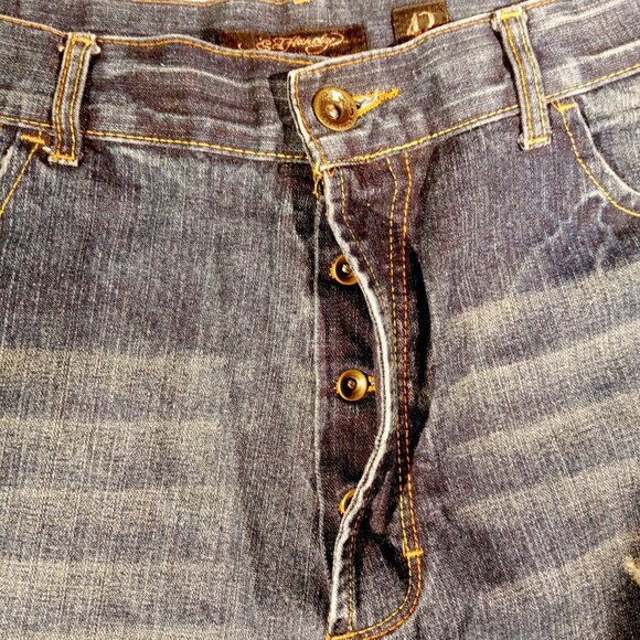 ED HARDY Jeans  sz 42  Gold Pocket Stitch  Button-Fly  Straight-Leg  Bootcut VGC - Picture 9 of 12